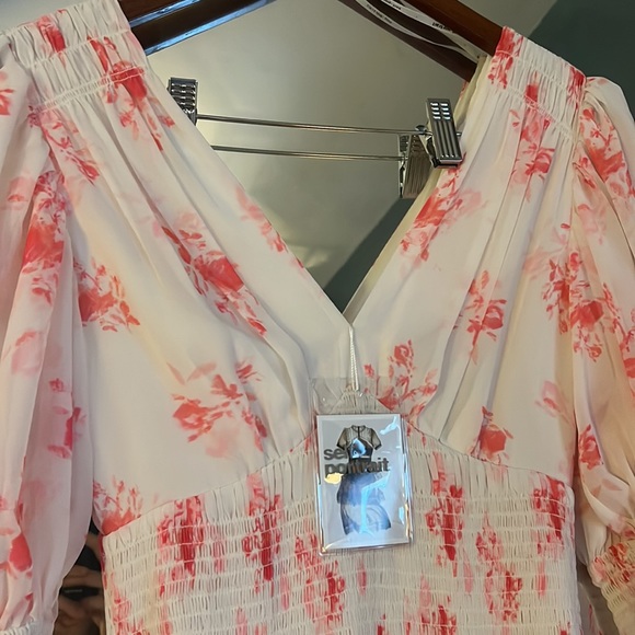 NWT Self-Portrait Floral Print Pleated Midi Dress US size 2 - Picture 11 of 13